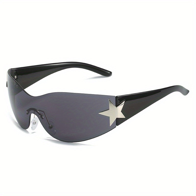 Y2K Wrap Around Sunglasses Gradient Lens Star Decor Glasses UV400