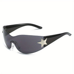 Y2K Wrap Around Sunglasses Gradient Lens Star Decor Glasses UV400