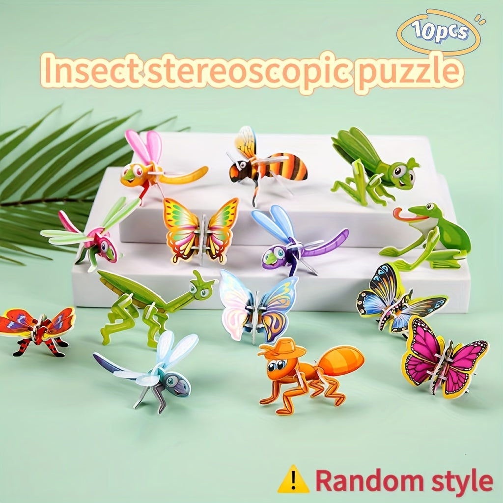 10pcs Insect 3D Jigsaw Puzzle Toy Intelligence Splicing