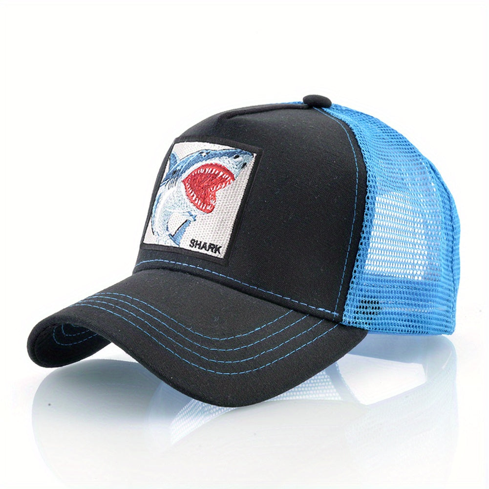 Unisex Shark Embroidery Baseball Cap for Outdoor Sport