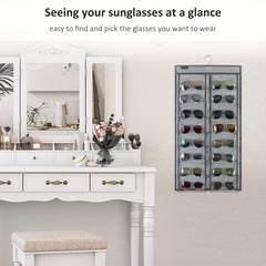 Dual Sided Hanging Sunglasses Organizer Wall Eyeglass Holder Sunglass Rack