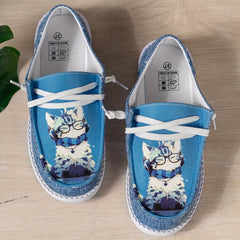 Cartoon Cat Pattern Flat Women's Casual Shoes