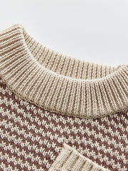 Baby Girls Striped Knitted Sweater With Pocket