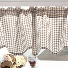 Plaid Short Curtain Modern Balcony Cafe Curtain