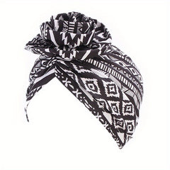 Wine Red Leaf Print Bandana Hat Women Chemo Beanie Turban Wrap