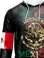 MEXICO Eagle Snake Print Hoodies Mens Comfy Loose Hooded Pullover