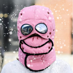 Windproof Warm Hat With Goggles And Ear Protection Plush Coldproof Hat