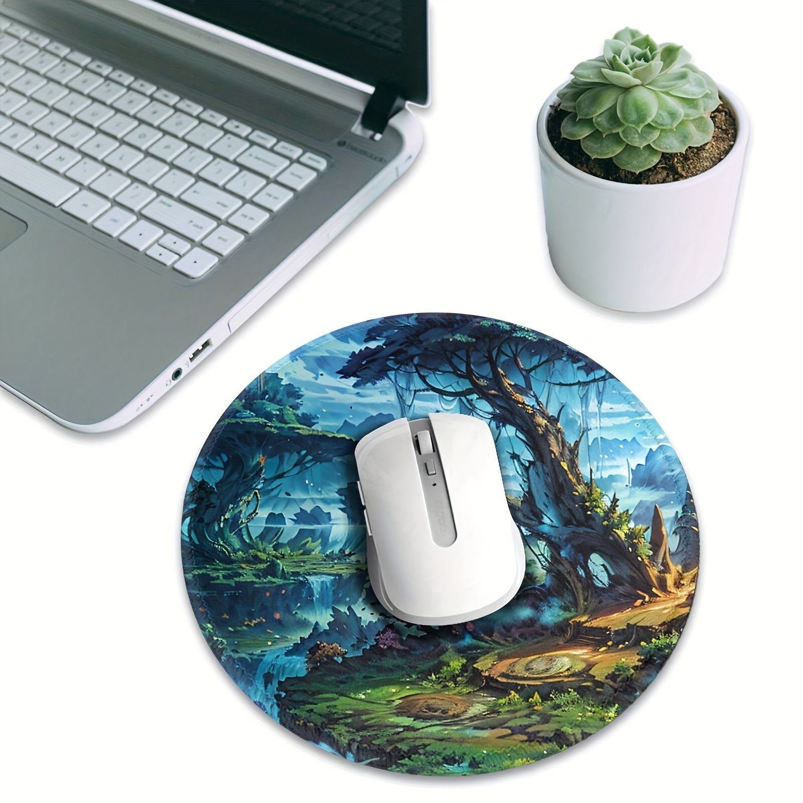Nature Pattern Mouse Pad 20x20cm Non-slip Rubber Stitched Edge