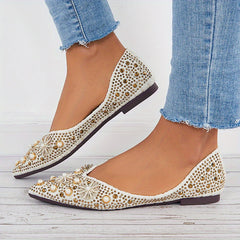 Women's Studded Ballet Flats Pointed Toe Shoes