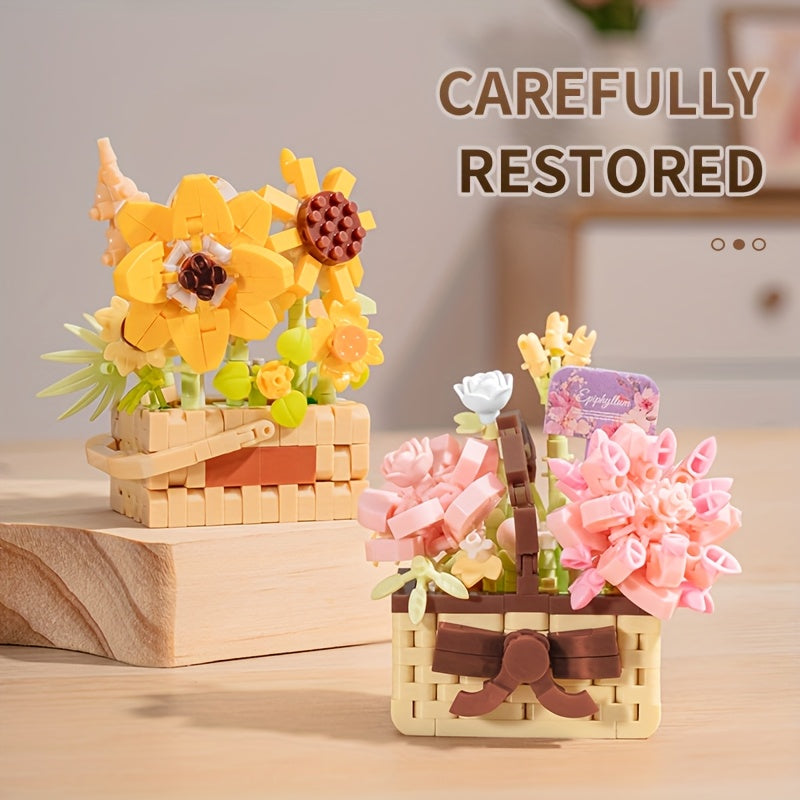 Eternal Flower Building Blocks Succulent & Rose Bouquet Arrangement Home Decor