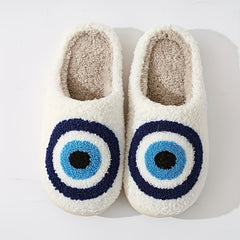 Women's Eyes Pattern Plush Lined Slippers