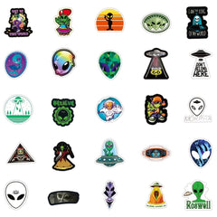 50pcs Alien Waterproof Sticker Pack for Laptop Phone Luggage Guitar