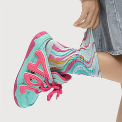 Women's Lace Up Skate Shoes Thick Sole Flatform Sneakers