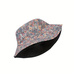 Vintage Floral Print Bucket Hat Reversible Basin Hat Stylish Lightweight Sunscre