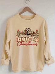 Christmas Print Sweatshirt Crew Neck Casual Long Sleeve Winter Fall