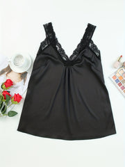 Lace Ruched Top V Neck Sleeveless Summer Top