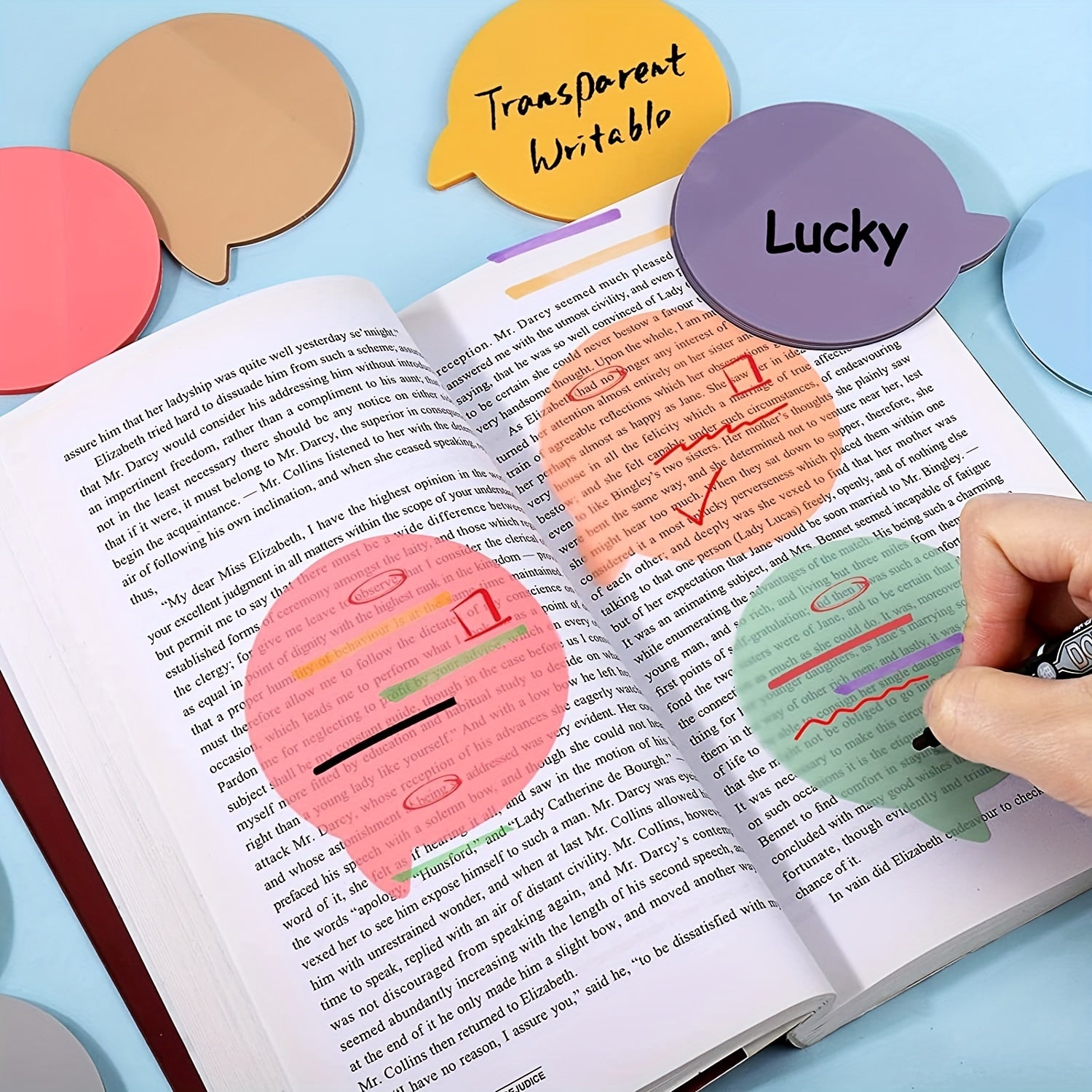 50 Sheets Transparent Sticky Notes Bubble Round Clear Sticky Tabs Translucent