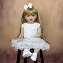 22 inch Young Girl Doll with Blonde Hair & Dress Realistic Long Hair