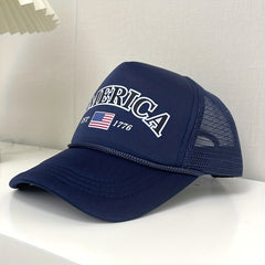 Print Trucker Hat Navy Patriotic Cap For Women & Men