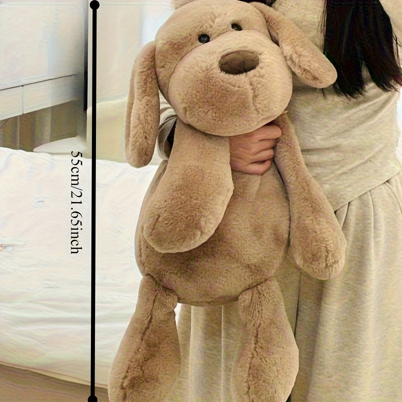 Soft Beige Puppy Plush Stuffed Animal with Expressive Eyes & Fluffy Ears