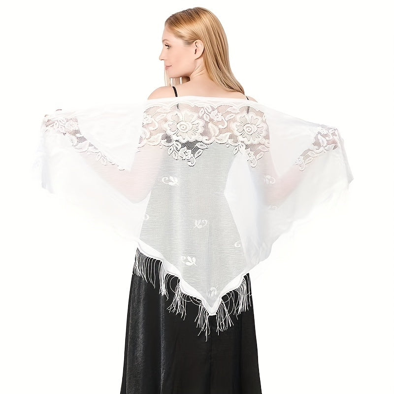 Lace Hollow Tassel Shawl Women Windproof Scarf Triangle Shawl