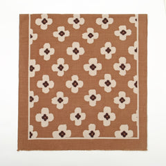 Flower Print Warm Scarf Frayed Trim Cashmere Shawl Windproof