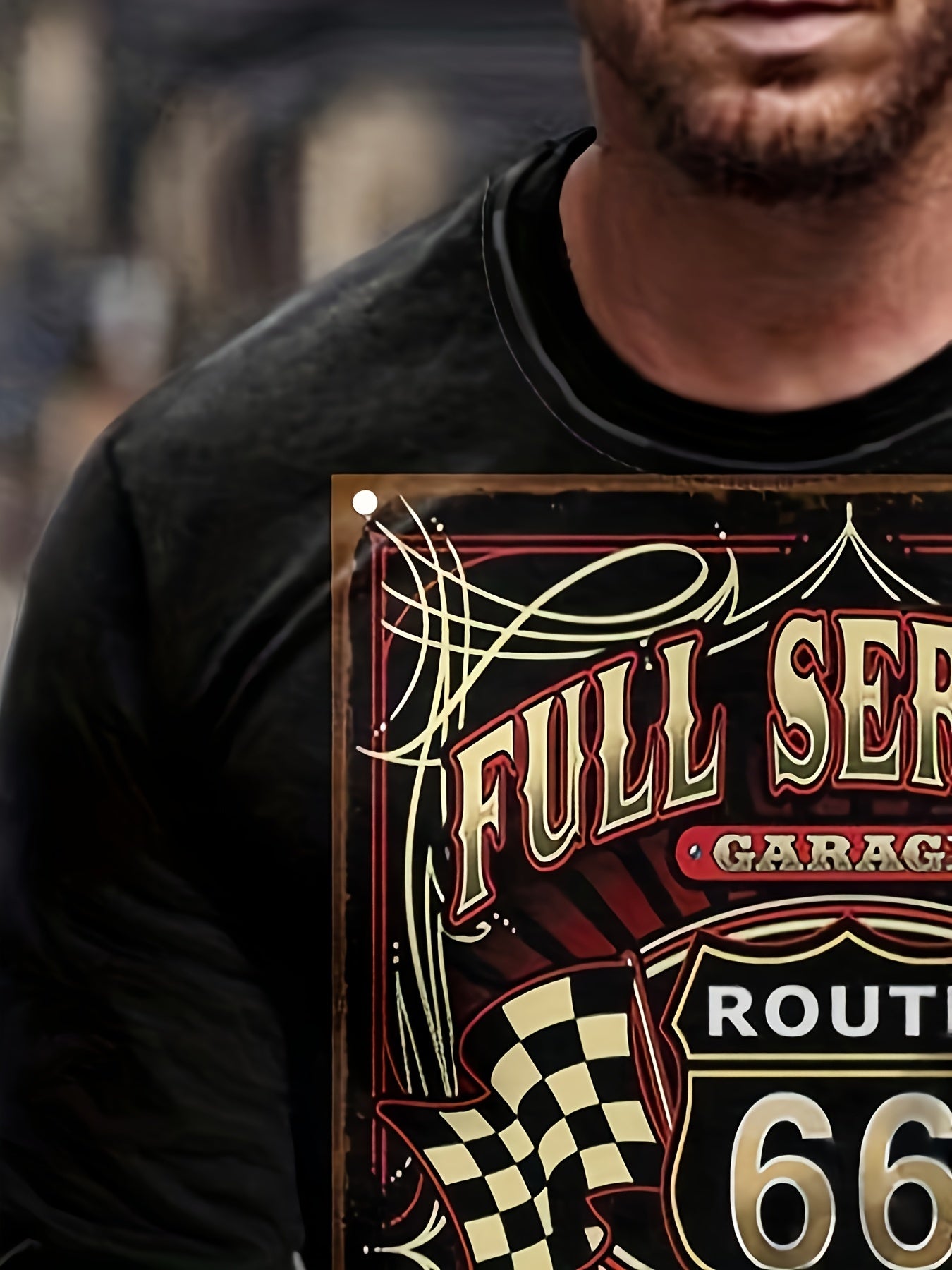 Vehicle Pattern Long Sleeve T shirt Men's Casual Top