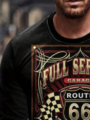 Vehicle Pattern Long Sleeve T shirt Men's Casual Top