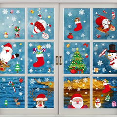 8pcs Christmas Glass Window Stickers Removable Static Stickers