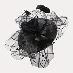 Women Flower Mesh Veil Head Piece Wedding Hat Derbyhat Church Hat