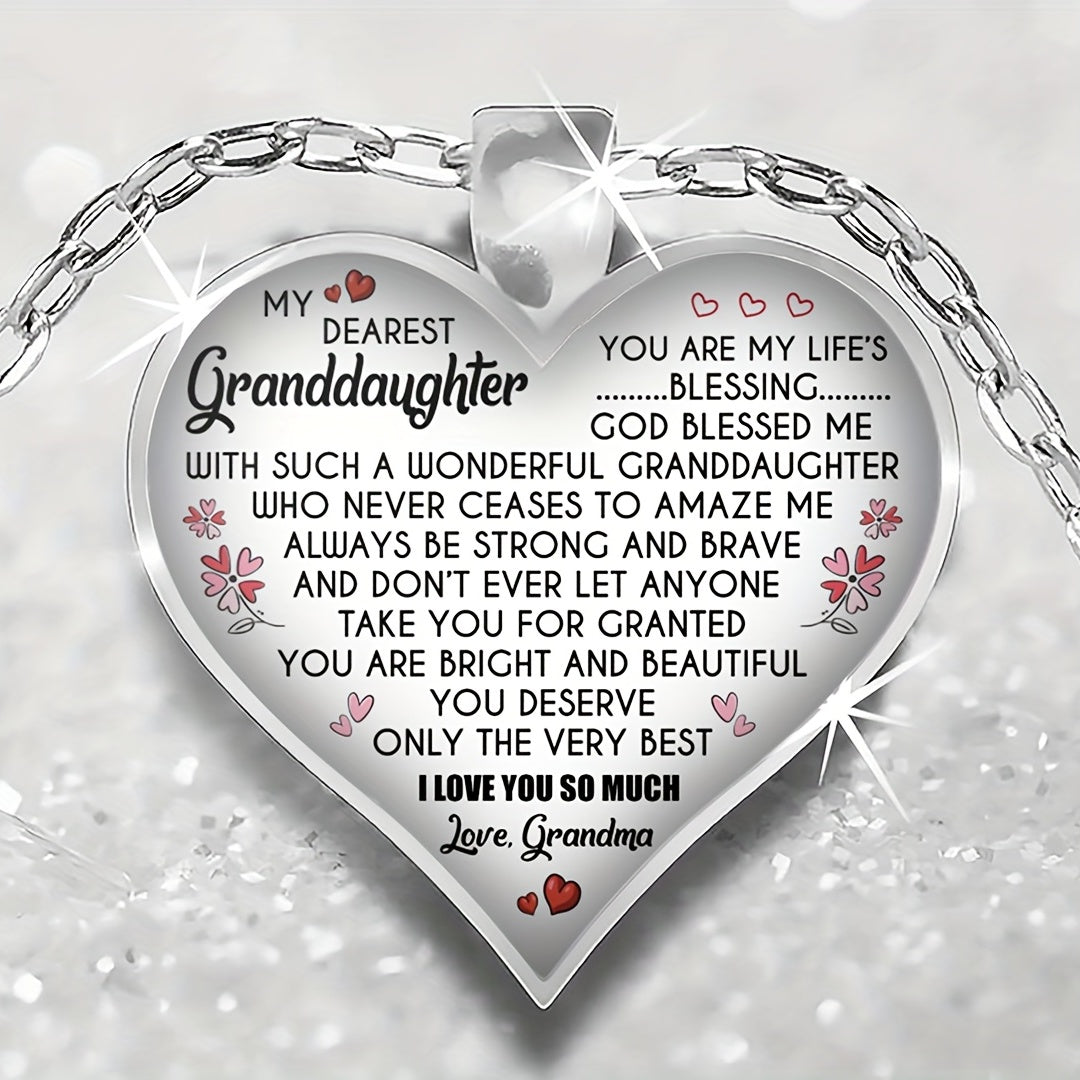 Heart Pendant Necklace Holiday Party Gift For Granddaughter