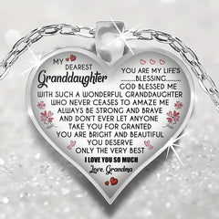 Heart Pendant Necklace Holiday Party Gift For Granddaughter