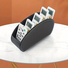 PU Leather Remote Control Holder Organizer Box with 5 Compartments
