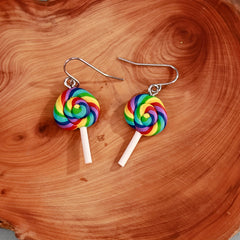 Colorful Rainbow Lollipop Dangle Earrings for Women