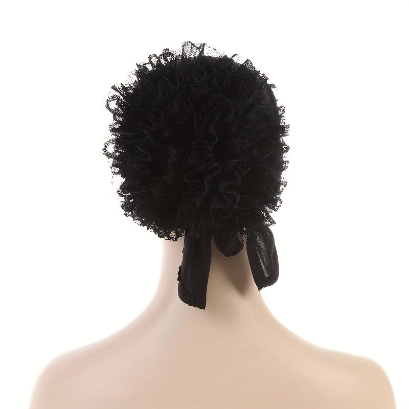 Lace Flower Turban Cap Lace Up Head Wrap Hijab Bonnet Chemo Hats