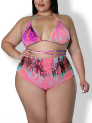 Tie Dye Strappy Top & Ruffle Trim Pants Swimsuit Set