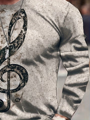 Musical Note Print Men's Graphic Sweatshirt for Winter