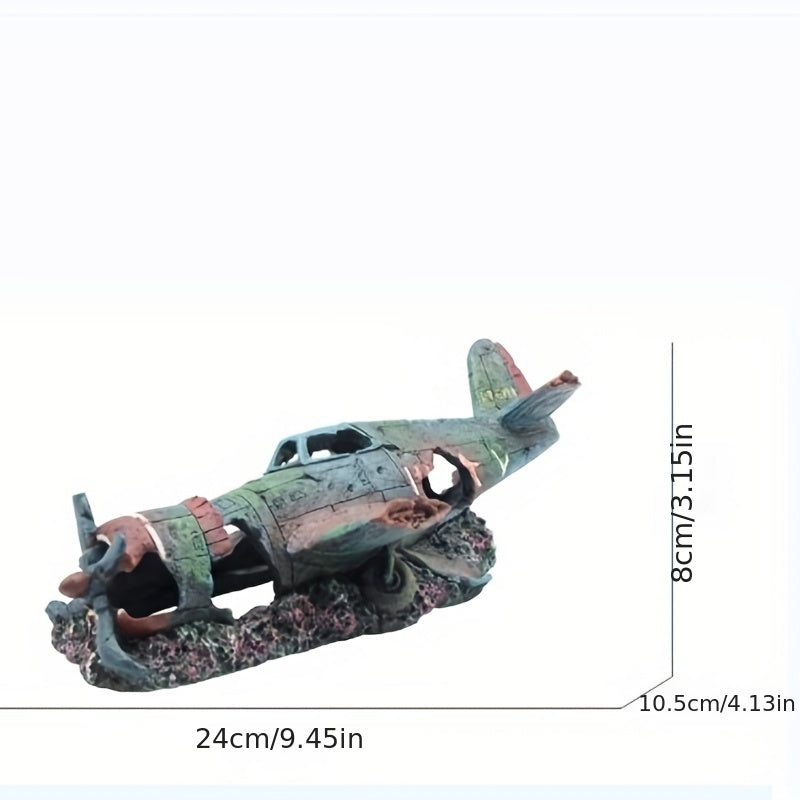 Aquarium Helicopter Wreckage Decor - Enhance Fish Habitat