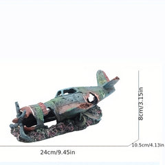 Aquarium Helicopter Wreckage Decor - Enhance Fish Habitat