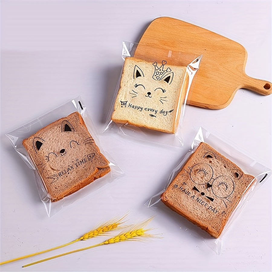 100pcs Cartoon Toast Bags - Large Capacity Portable Bread Treat Bags