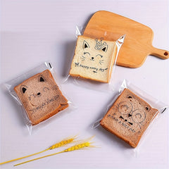 100pcs Cartoon Toast Bags - Large Capacity Portable Bread Treat Bags