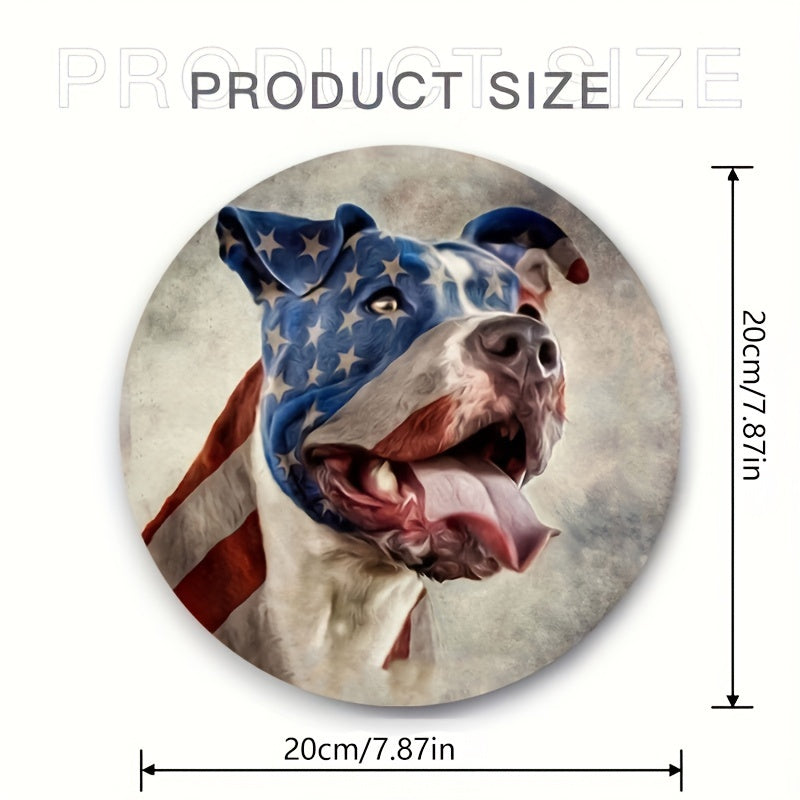 Star Spangled Flag Dog Mouse Pad 22cm - Anti Slip Waterproof