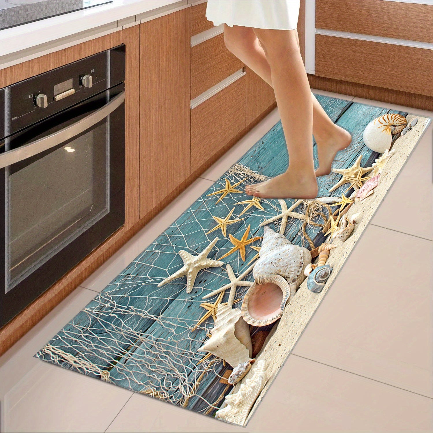2pcs Shell Starfish Seaside Kitchen Mat - Easy Clean