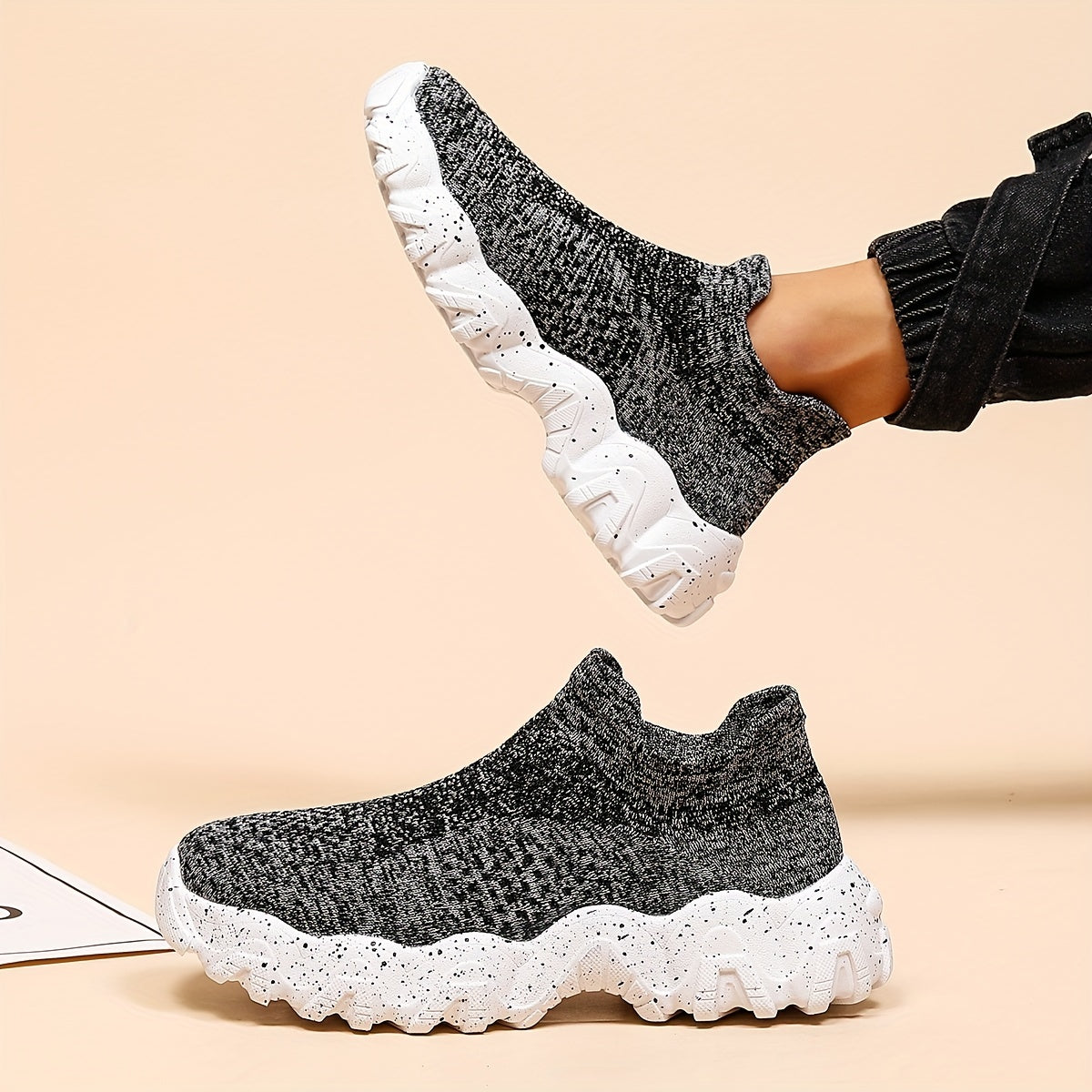 Men's Plus Size Running Sneakers Breathable Slip On Shoes for Outdoor