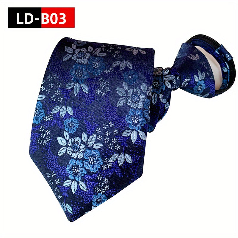 Hot Style Paisley Polyester Men's Zipper Tie Easy Pull