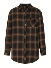 Plaid Print Long Sleeve Blouse