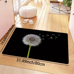 Dandelion Pattern Washable Rug for Kitchen/Dining Room, Rectangular Carpet