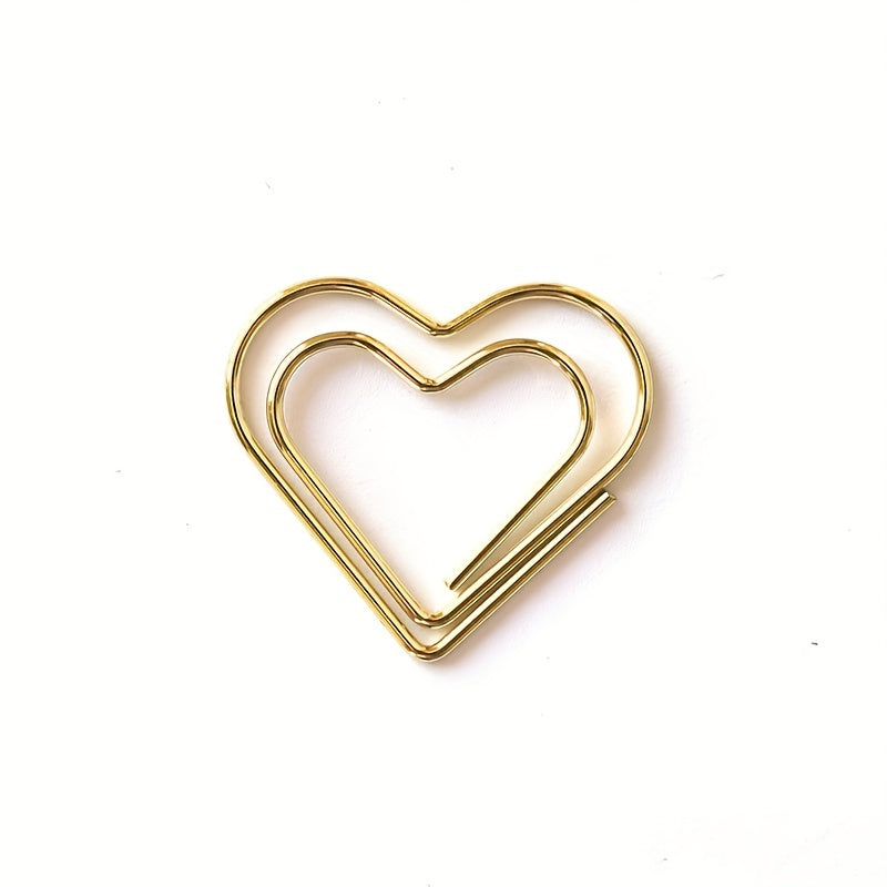 10pcs Heart Shaped Paper Clips Colorful Office Stationery Metal Paper Clips