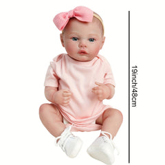 Reborn Baby Doll Pink with Bow Feeding Kit Ideal Gift