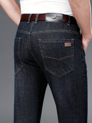 Classic Slim Fit Jeans Men's Semi-formal Medium Stretch Straight Leg Denim Pants